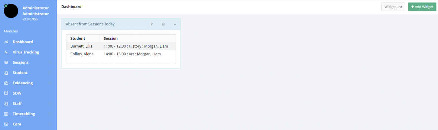 Absent in Sessions today